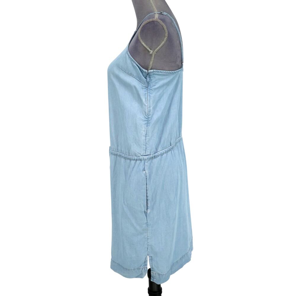 Paige Dress Womens Small Blue Chambray Short Spaghetti Straps Side Zip Pockets - Picture 13 of 14